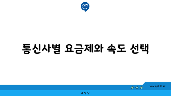 통신사별 요금제와 속도 선택