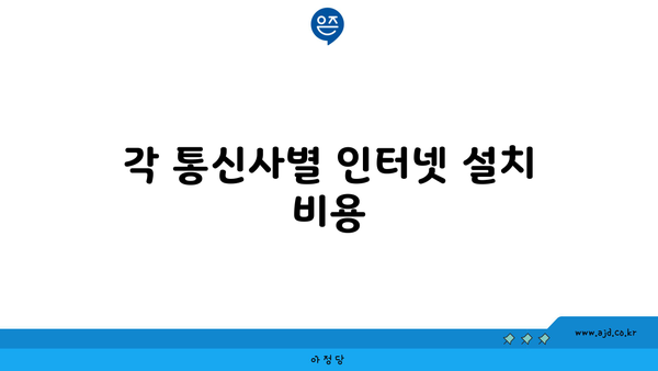 각 통신사별 인터넷 설치 비용