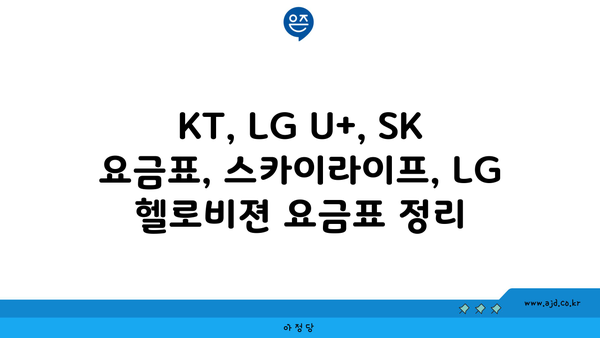 KT, LG U+, SK 요금표, 스카이라이프, LG 헬로비젼 요금표 정리