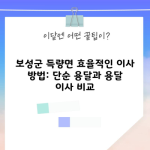 보성군 득량면 효율적인 이사 방법: 단순 용달과 용달 이사 비교