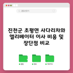 진천군 초평면 사다리차와 엘리베이터 이사 비용 및 장단점 비교