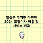 달성군 구지면 아정당 2024 포장이사 비용 및 서비스 비교