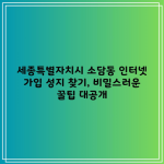 세종특별자치시 소담동 인터넷 가입 성지 찾기, 비밀스러운 꿀팁 대공개