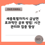 세종특별자치시 금남면 효과적인 공부 방법: 시간 관리와 집중 향상