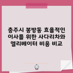 충주시 봉방동 효율적인 이사를 위한 사다리차와 엘리베이터 비용 비교