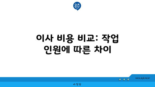 이사 비용 비교: 작업 인원에 따른 차이