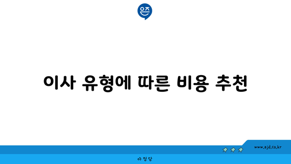 이사 유형에 따른 비용 추천