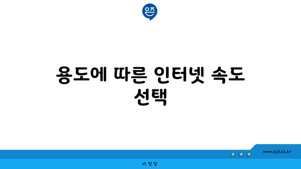 용도에 따른 인터넷 속도 선택