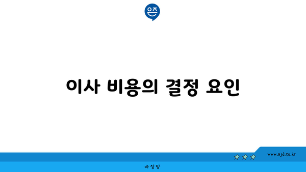 이사 비용의 결정 요인