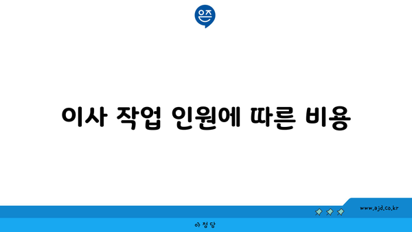 이사 작업 인원에 따른 비용