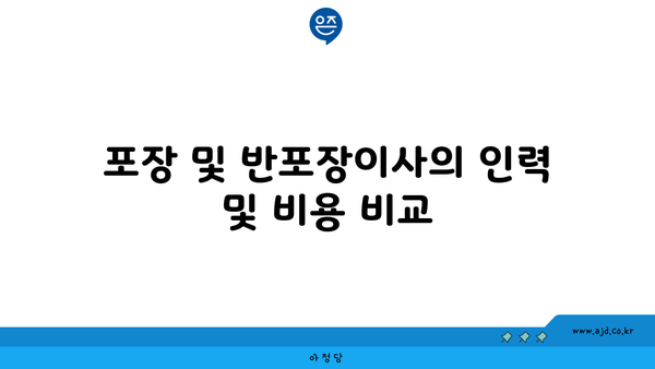 포장 및 반포장이사의 인력 및 비용 비교