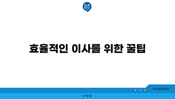 효율적인 이사를 위한 꿀팁