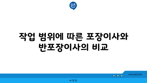 작업 범위에 따른 포장이사와 반포장이사의 비교