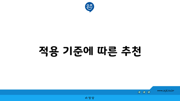 적용 기준에 따른 추천