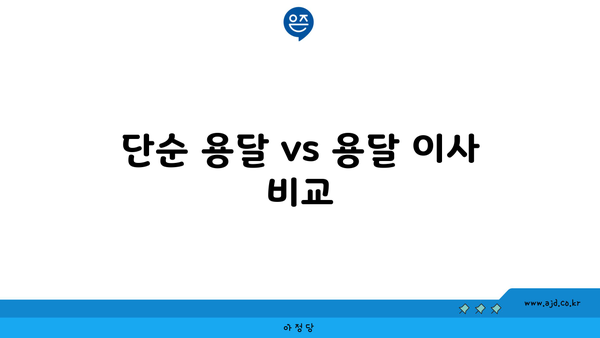 단순 용달 vs 용달 이사 비교