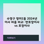 수영구 망미1동 2024년 이사 비용 비교: 반포장이사 vs 포장이사