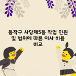 동작구 사당제5동 작업 인원 및 범위에 따른 이사 비용 비교