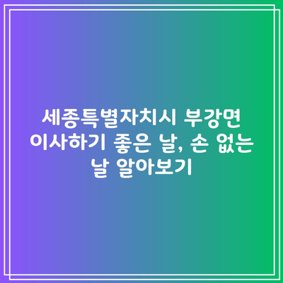 세종특별자치시 부강면 이사하기 좋은 날, 손 없는 날 알아보기