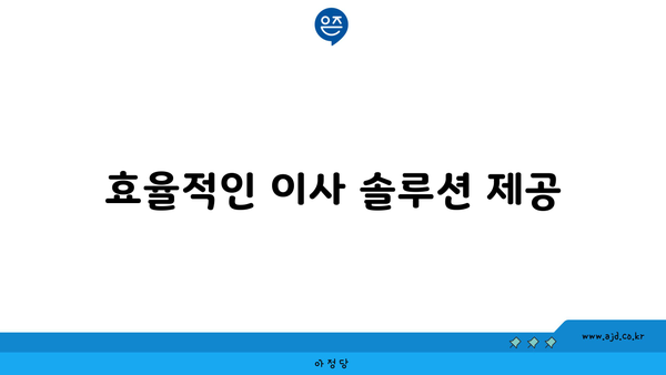 효율적인 이사 솔루션 제공