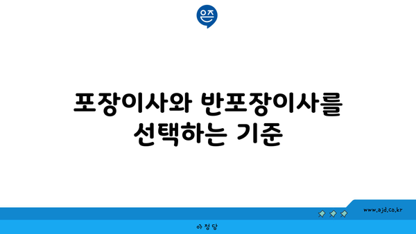 포장이사와 반포장이사를 선택하는 기준