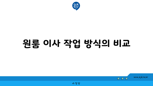 원룸 이사 작업 방식의 비교