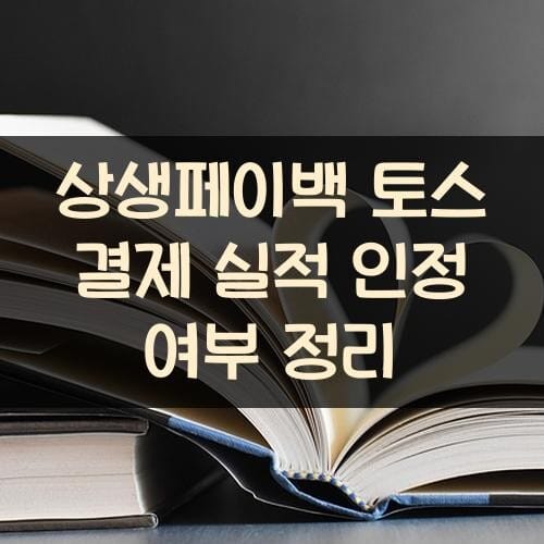 상생페이백 토스 결제 실적 인정 여부 정리