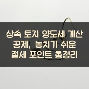 상속 토지 양도세 계산 공제, 놓치기 쉬운 절세 포인트 총정리