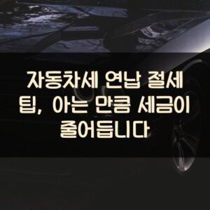 자동차세 연납 절세 팁, 아는 만큼 세금이 줄어듭니다