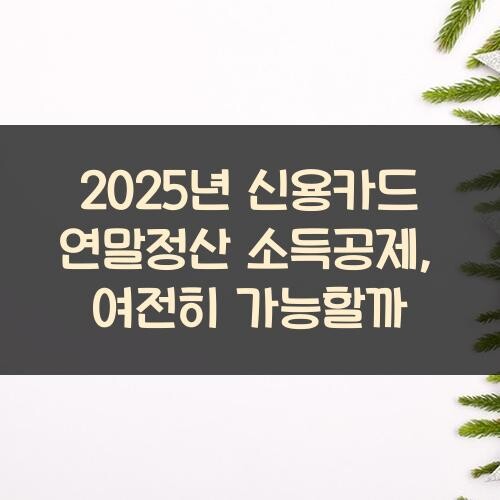 2025년 신용카드 연말정산 소득공제, 여전히 가능할까?
