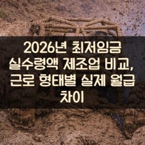 2026년 최저임금 실수령액 제조업 비교, 근로 형태별 실제 월급 차이