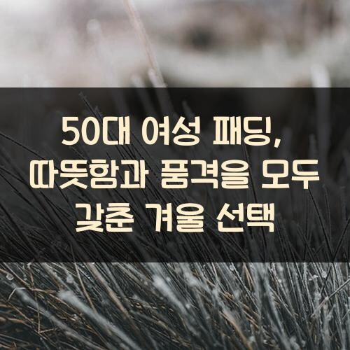 50대 여성 패딩, 따뜻함과 품격을 모두 갖춘 겨울 선택