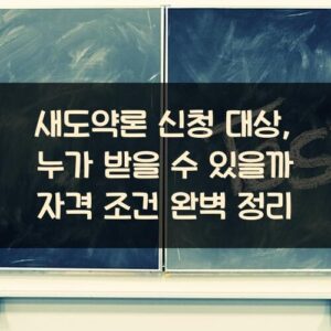 새도약론 신청 대상, 누가 받을 수 있을까? 자격 조건 완벽 정리