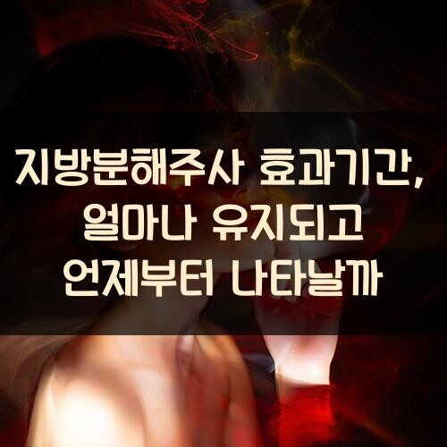 지방분해주사 효과기간, 얼마나 유지되고 언제부터 나타날까